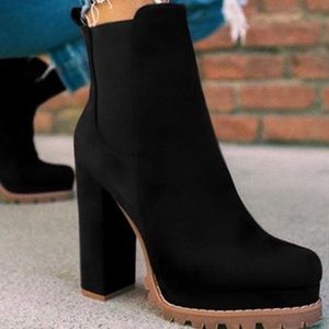 Jolimall Slip On Chunky Heel Ankle Booties